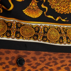 Versace Yellow Baroque Printed Silk Shirt S