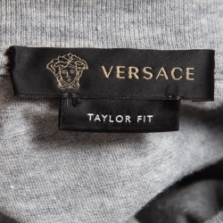 Versace Grey Cotton Logo-Embroidered T-Shirt M