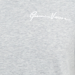 Versace Grey Cotton Logo-Embroidered T-Shirt M