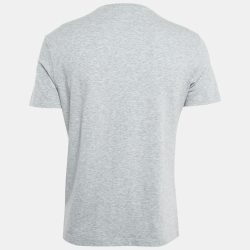 Versace Grey Cotton Logo-Embroidered T-Shirt M
