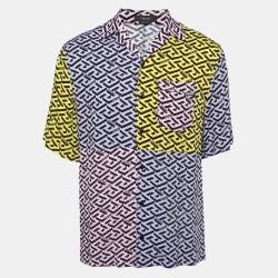 Versace Multicolor Printed Viscose Short Sleeve Shirt S