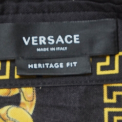 Pre Owned Versace Black/Yellow Printed Silk Shirt S