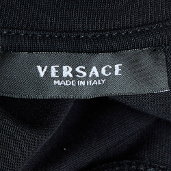 Pre Owned Versace Black Iridescent Medusa Logo Cotton Crew Neck T-Shirt M