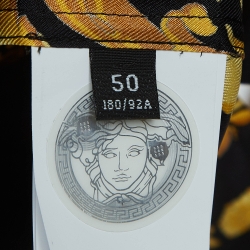 Pre Owned Versace Black/Yellow Barocco Print Silk Shirt L