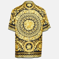 Pre Owned Versace Black/Yellow Barocco Print Silk Shirt L