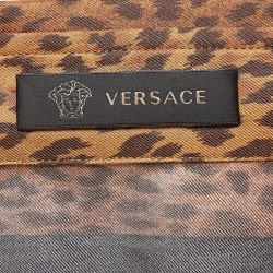 Versace Orange/Black Baroque Print Silk Twill Shirt XXL