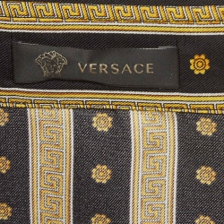 Versace Black & Gold Greca Print Silk Buttoned Up Shirt M