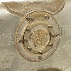 مملوكة مسبقًا Versace Gold Embossed Leather Wallet