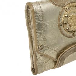 مملوكة مسبقًا Versace Gold Embossed Leather Wallet