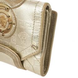 مملوكة مسبقًا Versace Gold Embossed Leather Wallet