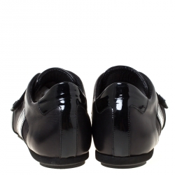 Versace Black Canvas and Leather Velcro Strap Sneakers Size 43.5