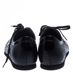 Pre Owned Versace Black Quilted Leather Logo Lace Low Top Sneakers Size 40