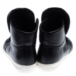 Versace Black Leather Medusa Lace High Top Sneakers Size 43