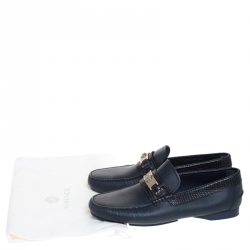 Pre Owned حذاء لوفرز فيرساتشي سليب ميدوسا جلد أزرق مقاس 41