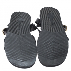 Versace Black Leather Medusa Gladiator Flat Sandals Size 43