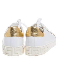 Versace White Leather Medusa Head Embellished Low Top Sneakers Size 42