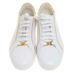 Versace White Leather Medusa Head Embellished Low Top Sneakers Size 42