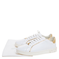 Versace White Leather Medusa Head Embellished Low Top Sneakers Size 42
