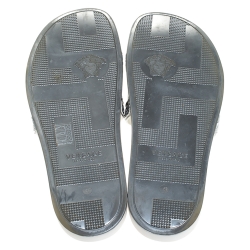 Pre Owned Versace Silver Rubber Medusa Head Slide Sandals Size 43
