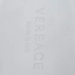 Pre Owned Versace Silver Rubber Medusa Head Slide Sandals Size 43