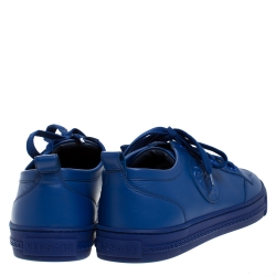 Versace Blue Leather Medusa Low Top Lace Up Sneakers Size 43