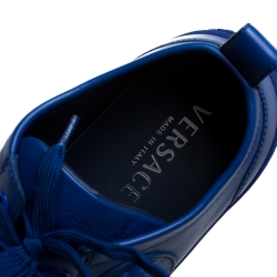Versace Blue Leather Medusa Low Top Lace Up Sneakers Size 43
