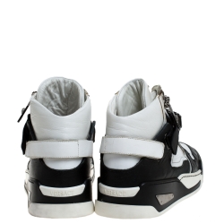Versace Black/White Leather High Top Sneakers Size 41