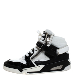 Versace Black/White Leather High Top Sneakers Size 41