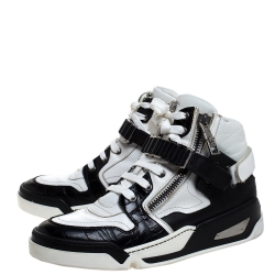 Versace Black/White Leather High Top Sneakers Size 41