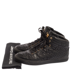 Versace Black Embroidered Leather Medusa High Top Sneakers Size 43