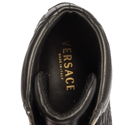 Versace Black Embroidered Leather Medusa High Top Sneakers Size 43