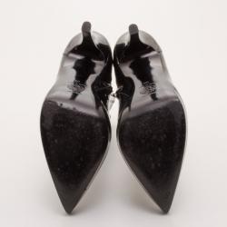 Pre Owned Versace Patent Leather Medusa Stamp Boots Size 38