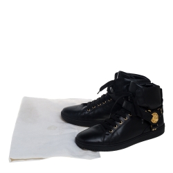 Versace Black Leather Medusa High-Top Sneakers Size 42