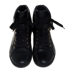 Versace Black Leather Medusa High-Top Sneakers Size 42
