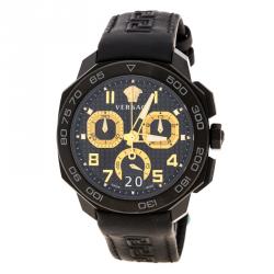 Versace Black Stainless Steel Dylos Chronograph  VQC020015 Men's Wristwatch 44 mm