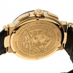 Pre Owned Versace White Dial Gold Tone Stainless Steel Mystique VFG Sport Men's Wristwatch 46 mm