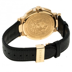 Pre Owned Versace White Dial Gold Tone Stainless Steel Mystique VFG Sport Men's Wristwatch 46 mm