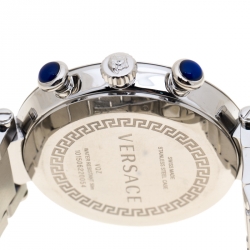 Pre Owned Versace Silver Stainless Steel Reve VQZ Chronograph Men's Wristwatch 46 mm