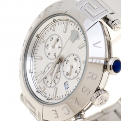 Pre Owned Versace Silver Stainless Steel Reve VQZ Chronograph Men's Wristwatch 46 mm