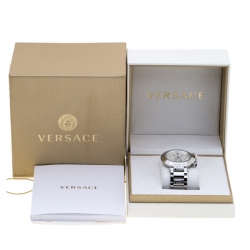 Pre Owned Versace Silver Stainless Steel Reve VQZ Chronograph Men's Wristwatch 46 mm