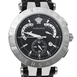 Versace Black Stainless Steel V Race 23C Men's Wristwatch 42 mm