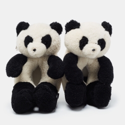 Pre Owned Vetements White/Black Fur Shearing Slippers Size 41