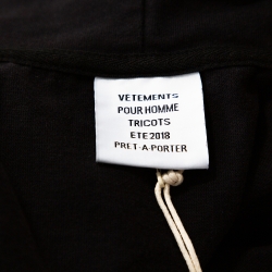 Pre Owned Vetements Black Logo Embroidered Cotton Zip Front Hoodie M