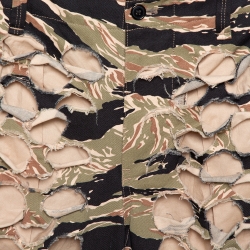 Pre Owned Vetements Green Camouflage Print Cotton Cutout Military Pants S