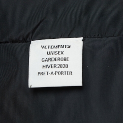 Vetements Black Quilted Nylon Blend Logo Plaque Upside-Down Puffer Jacket L