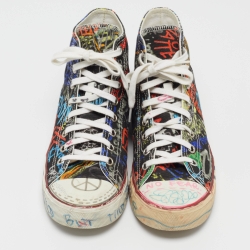 Vetements Multicolor Graffiti Canvas High Top Sneakers Size 41