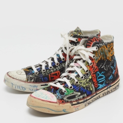 Vetements Multicolor Graffiti Canvas High Top Sneakers Size 41
