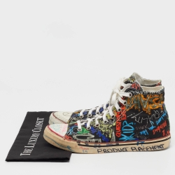 Vetements Multicolor Graffiti Canvas High Top Sneakers Size 41