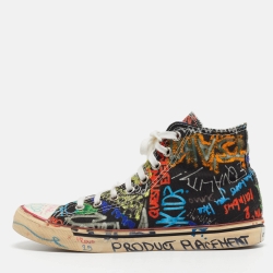 Vetements Multicolor Graffiti Canvas High Top Sneakers Size 41