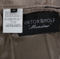 Viktor & Rolf Monsieur Beige Self Striped Seer Sucker Cotton Blazer M